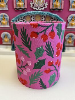 It's A 'Holly Jolly' Christmas Lantern In Pink, 2 of 4