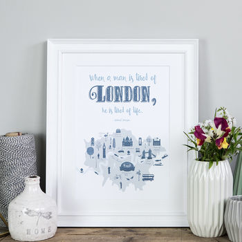 'When A Man Is Tired Of London' Quote Print, 2 of 4