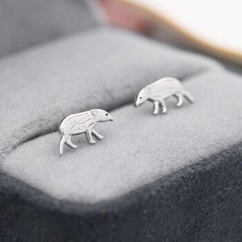 Extra Tiny Baby Tapir Stud Earrings In Sterling Silver, 6 of 12