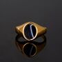 Men's Silver White Line Onyx Oval Gemstone Signet Ring, thumbnail 5 of 8