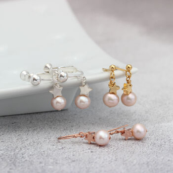 Pearl Drop Earrings With Star, 6 of 12