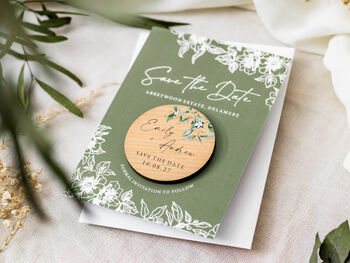 Save The Dates Magnet Sage Green Wedding Cards, 10 of 10