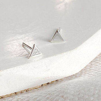 Tiny Triangle Studs In Silver Or Gold, 3 of 9