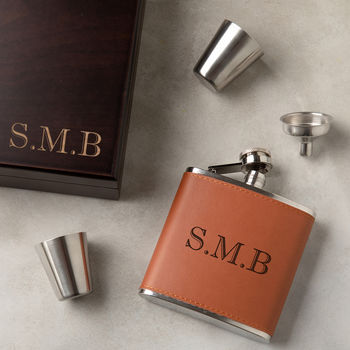 Personalised Hip Flask Gift Set For Men, 7 of 8