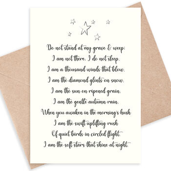 Do Not Stand At My Grave And Weep, Sympathy Card, 2 of 2