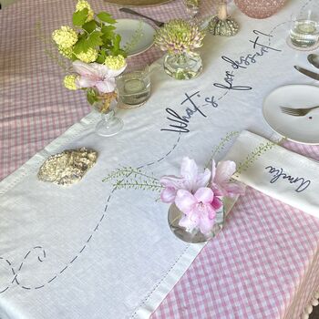 Table Runner Embroidered Personalised In Colours, 8 of 9