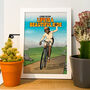 Personalised Cyclist Cartoon Print For Him Or Her, thumbnail 5 of 7