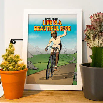 Personalised Cyclist Cartoon Print For Him Or Her, 5 of 7