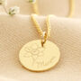 Personalised Engraved Birth Flower Disc Necklace, thumbnail 3 of 11