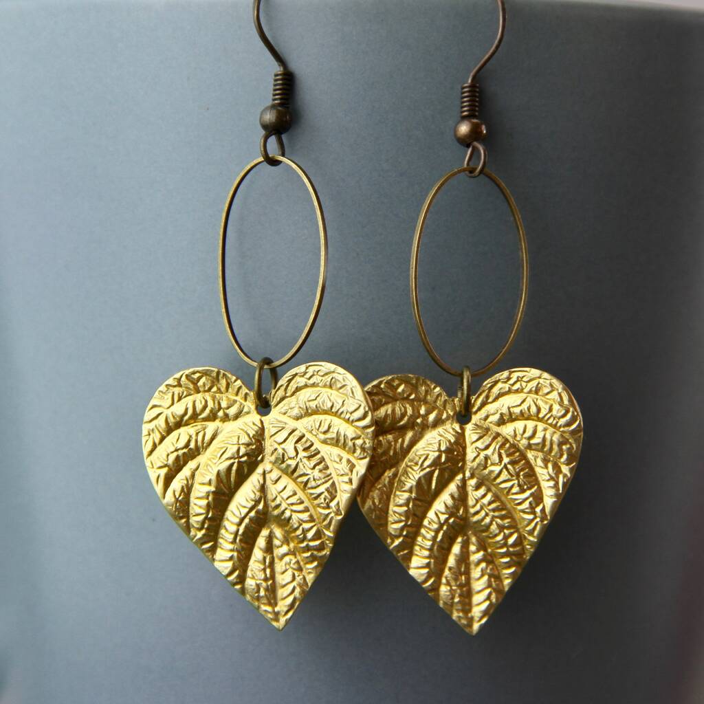 Gold Leaves Textured Earrings By Vintage By Gaamaa