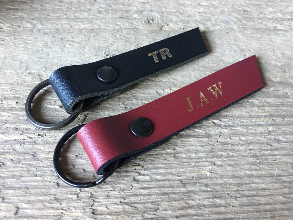 Personalised Red Or Black Leather Keyring By Studio Tew ...