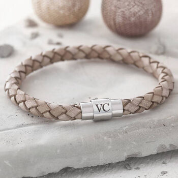 Men's Personalised Clasp Plaited Leather Bracelet, 4 of 10