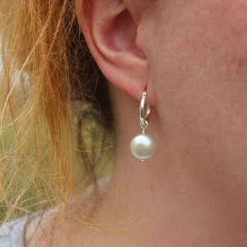 Freshwater Pearl Coin Hoop Earrings, 2 of 6