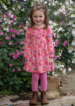 Girls Pink Forest Fairytale Dress, 3 of 6