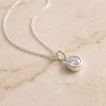 Personalised Sterling Silver April Birthstone Cubic Zirconia Pendant Necklace, 2 of 8