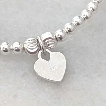 Sterling Silver Prom Night 2025 Heart Stretch Bracelet, 4 of 6