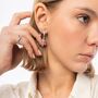 Full Pave Cross Sterling Silver Drop Hoop Earring, thumbnail 6 of 10