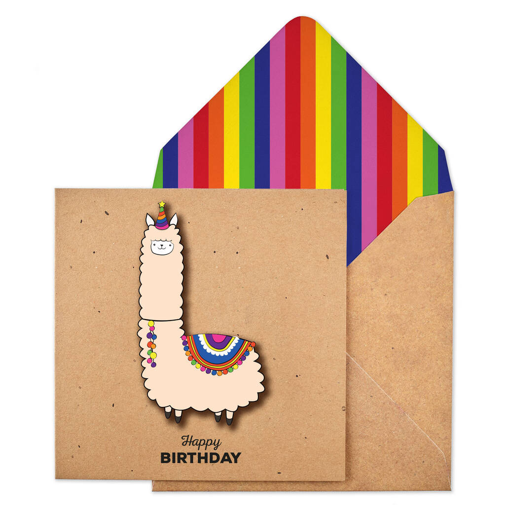Handmade Happy Birthday Llama Personalised Card, 1 of 5