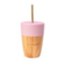Bamboo Cup With Two Straws Pink, thumbnail 1 of 3