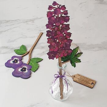 Handpainted Wood Violet Birth Flower February In Vase, 4 of 10