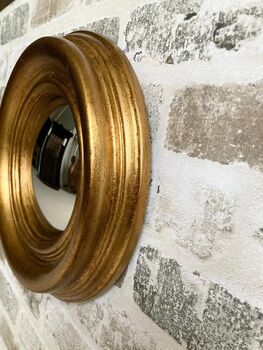 24cm Gold Convex Wall Mirror Porthole Fisheye Design, 5 of 6