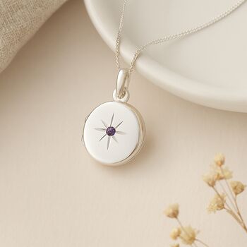Personalised Sterling Silver February Birthstone Locket – Amethyst, 3 of 7