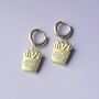 French Fries Huggie Hoop Earrings With Sparkling Cz Detail, thumbnail 2 of 5