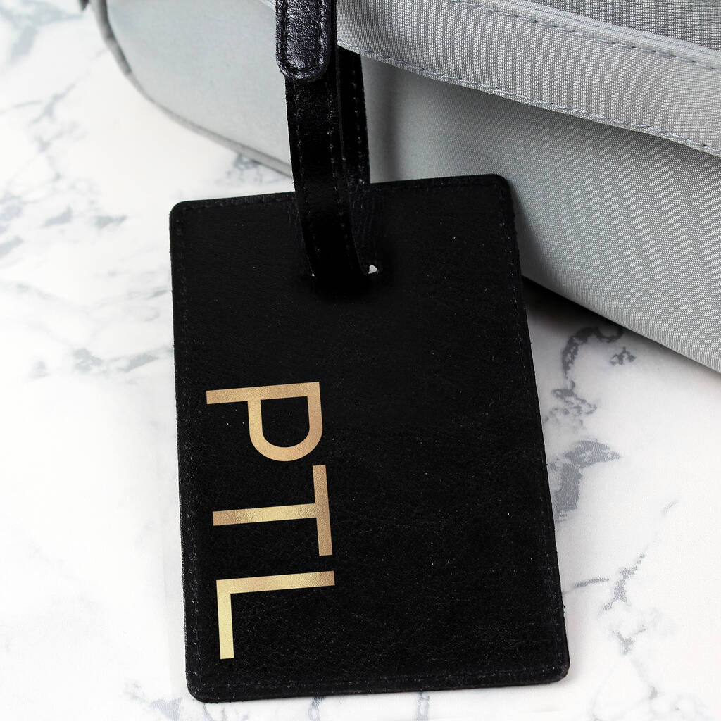 Personalised Gold Initials Black Luggage Tag By Blackdown Lifestyle ...