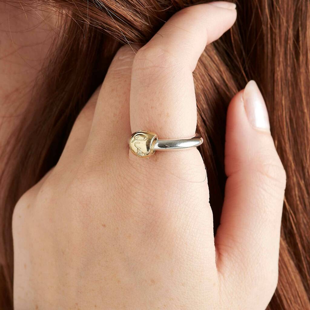 Que Sera Worry Bead Silver And Recycled Solid Gold Ring By Scarlett Off