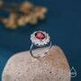 Sterling Silver Vintage Inspired Garnet Red Cz Ring, thumbnail 2 of 10