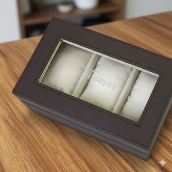 Personalised Script Name Three Piece Watch Box Father's Day Gift For Him, 2 of 5