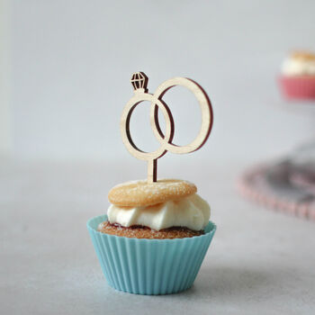 Wooden Cupcake Topper For Weddings Or Engagements, 3 of 5