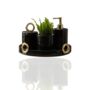 Black Marble Bathroom Set With Gold Ring Accents, thumbnail 2 of 2