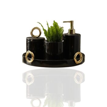 Black Marble Bathroom Set With Gold Ring Accents, 2 of 2