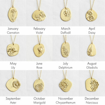 Personalised Gold Sterling Silver Birth Flower Necklace, 5 of 11