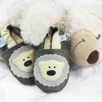 Dotty Fish Cream Bear Soft Leather Baby Shoes With Barefoot Soles, 4 of 8
