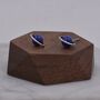 Sterling Silver 'Blue Planet' Saturn Planet Halo Stud Earrings With Lapis Lazuli Gemstone, thumbnail 2 of 12