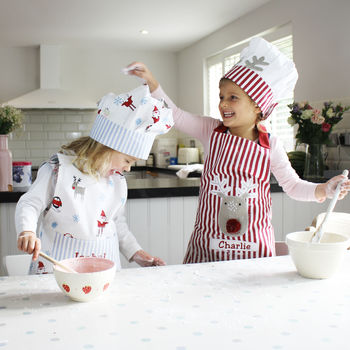 Personalised Reindeer Apron And Chef Hat Set, 3 of 6