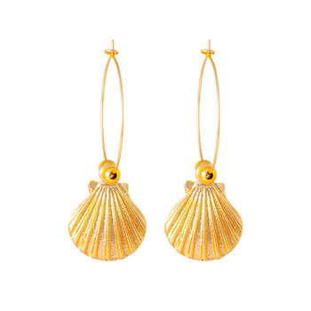 Gold Plated Shell Drop Earrings, 2 of 2