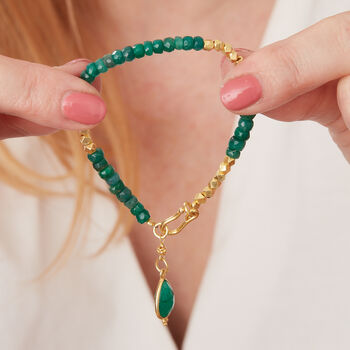 Emerald And Gold Plated Silver Beaded Bracelet, 5 of 12