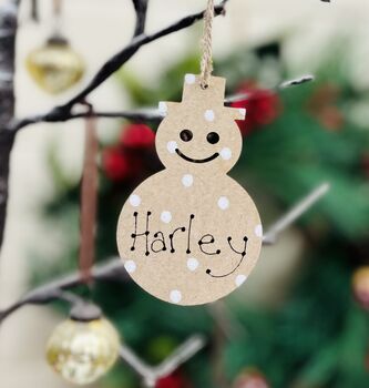 Personalised Snowman Christmas Tree Decoration, 3 of 4