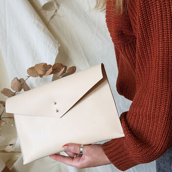 Handmade Leather Envelope Clutch Bag, 6 of 11