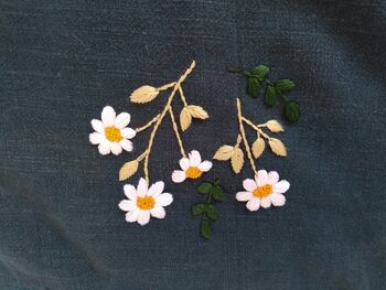 Hand Embroidery Daisy Linen Apron, 4 of 5