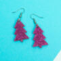 Simple Christmas Tree Earrings Green Glitter, thumbnail 3 of 5