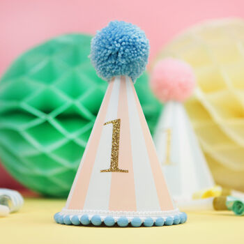 Baby's First Birthday Striped Pastel Party Hat, 3 of 7