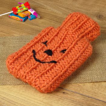 Pumpkin Mini Hot Water Bottle And Cover, 2 of 3