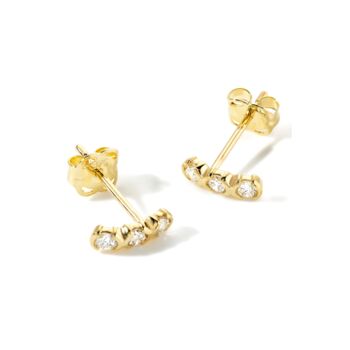 9ct Solid Gold Diamond Trio Kiss Stud Earrings, 4 of 4