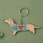 Wooden Dachshund Keyring Embroidery Kit | Craft | Hobby, thumbnail 1 of 7