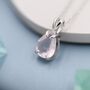 Sterling Silver Genuine Rose Quartz Pear Cut Necklace, thumbnail 6 of 12
