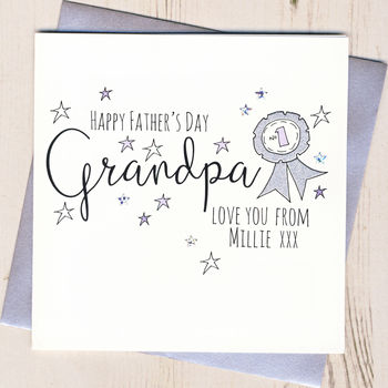 Personalised Glittery Rosette Father's Day Card, 4 of 4
